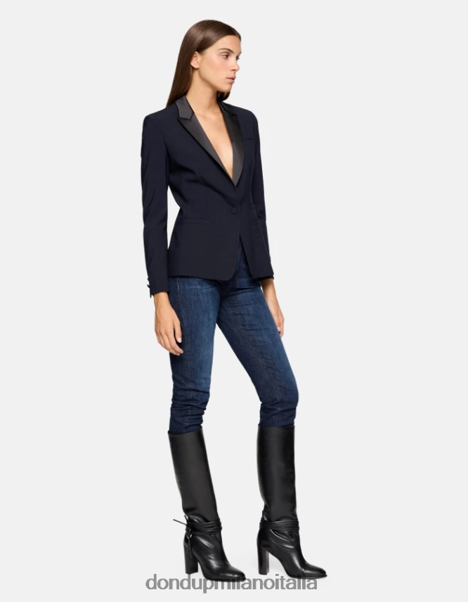 DONDUP mujer blazer de lana con botonadura simple vestir Azul marino AZX2Z0382