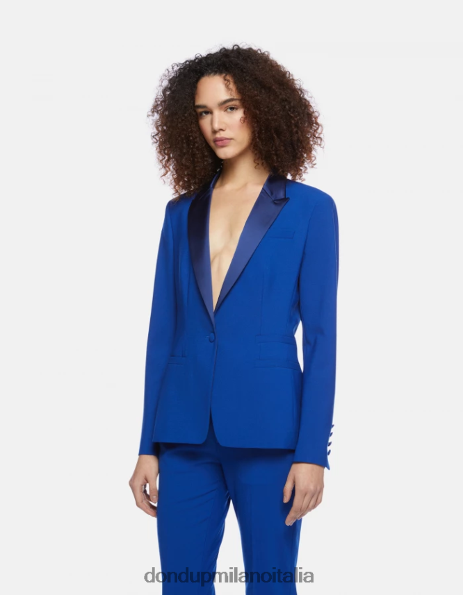 DONDUP mujer blazer de lana con botonadura simple vestir azul real AZX2Z0383