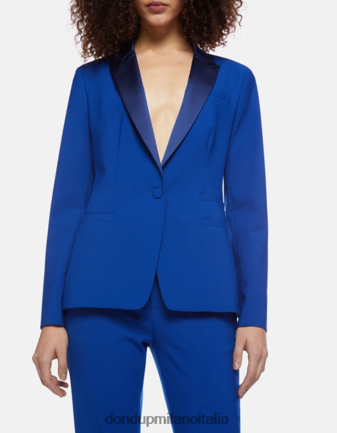 DONDUP mujer blazer de lana con botonadura simple vestir azul real AZX2Z0383