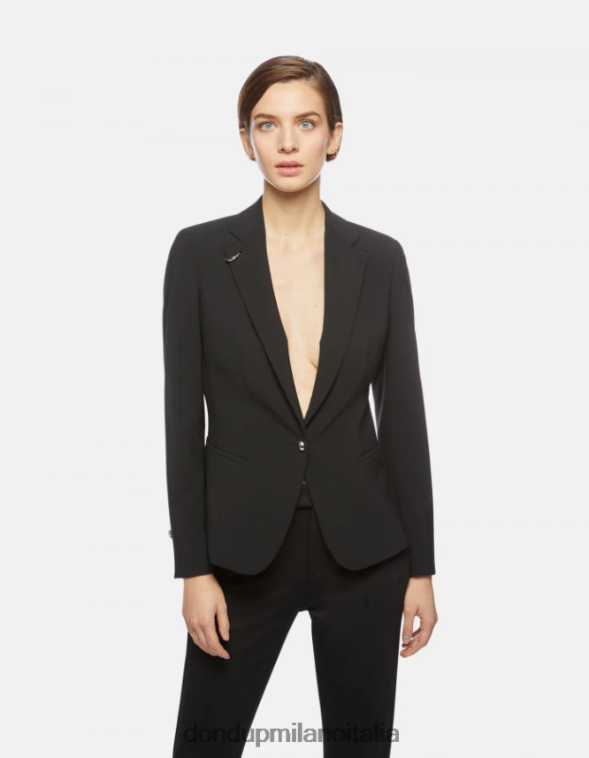 DONDUP mujer blazer de lana con botonadura simple vestir negro AZX2Z0389