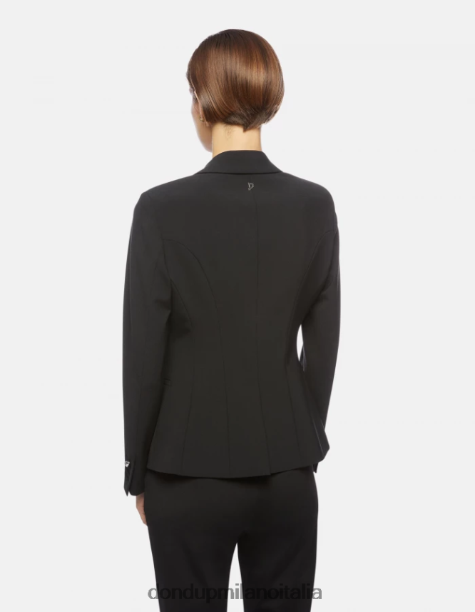 DONDUP mujer blazer de lana con botonadura simple vestir negro AZX2Z0389