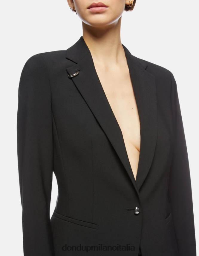 DONDUP mujer blazer de lana con botonadura simple vestir negro AZX2Z0389