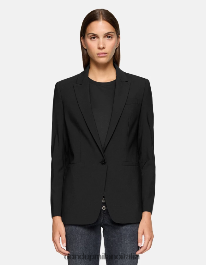 DONDUP mujer blazer de lana con botonadura simple vestir negro AZX2Z0394