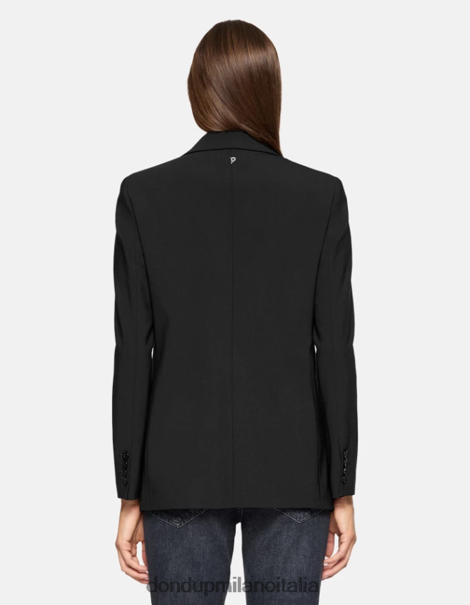 DONDUP mujer blazer de lana con botonadura simple vestir negro AZX2Z0394