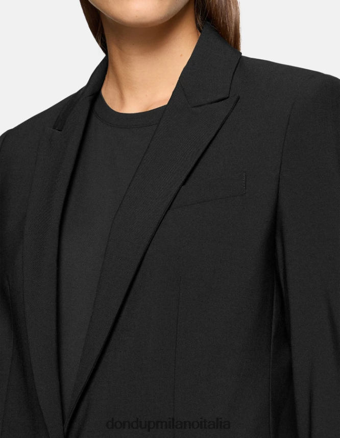 DONDUP mujer blazer de lana con botonadura simple vestir negro AZX2Z0394