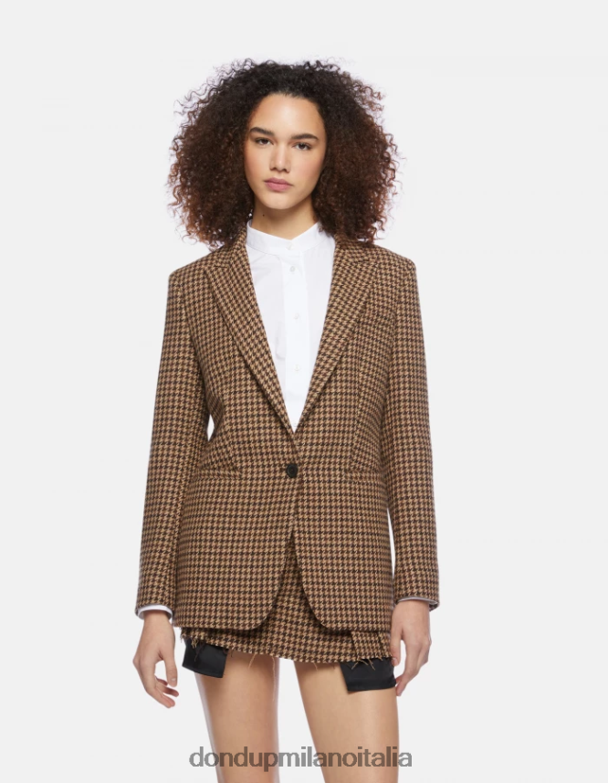 DONDUP mujer blazer de mezcla de lana con botonadura simple vestir ciocolato AZX2Z0376