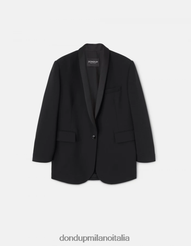 DONDUP mujer blazer de mezcla de lana con botonadura simple vestir negro AZX2Z0388