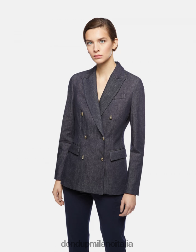 DONDUP mujer blazer de mezclilla con doble botonadura vestir azul AZX2Z0379