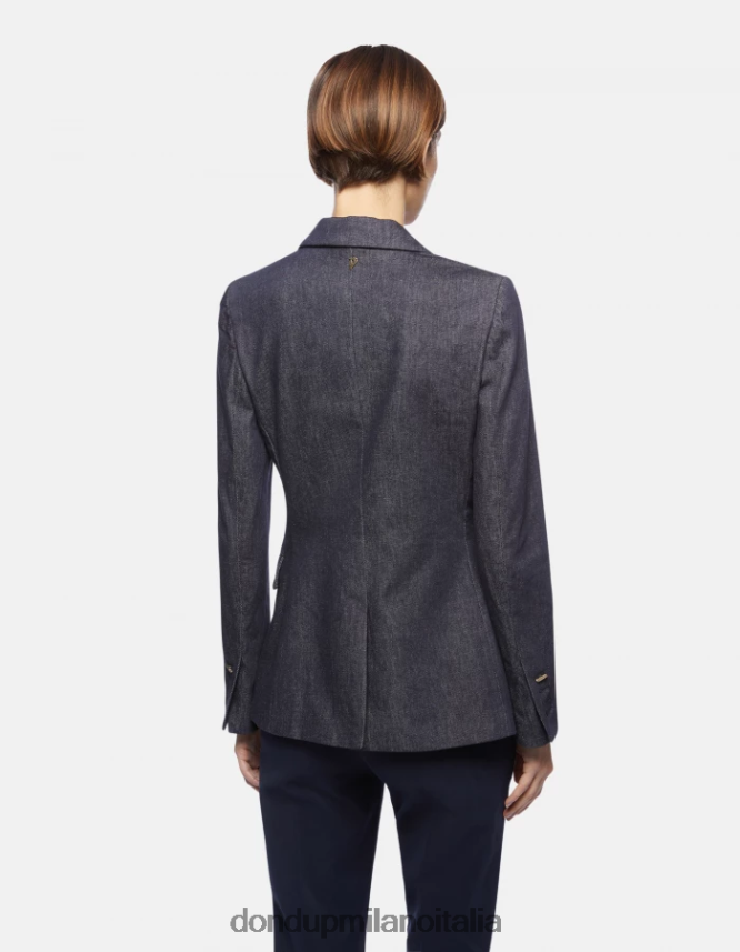 DONDUP mujer blazer de mezclilla con doble botonadura vestir azul AZX2Z0379