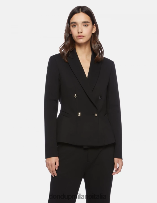 DONDUP mujer blazer de punto con doble botonadura vestir negro AZX2Z0390