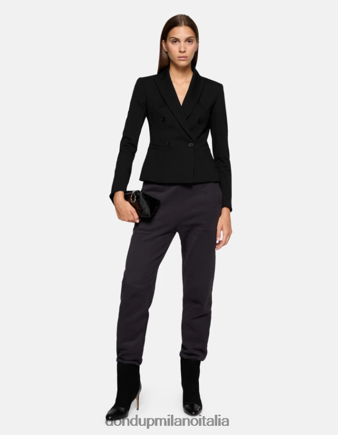 DONDUP mujer blazer de punto con doble botonadura vestir negro AZX2Z0392