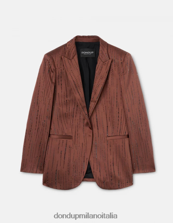 DONDUP mujer blazer de satén con botonadura simple vestir ciocolato AZX2Z0380