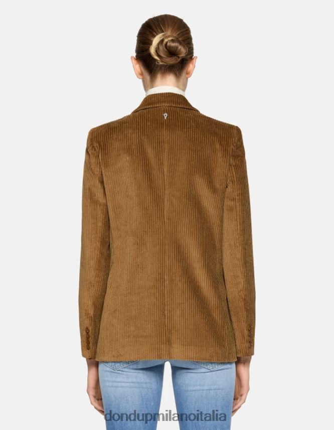 DONDUP mujer blazer de terciopelo con botonadura simple vestir canela AZX2Z0377