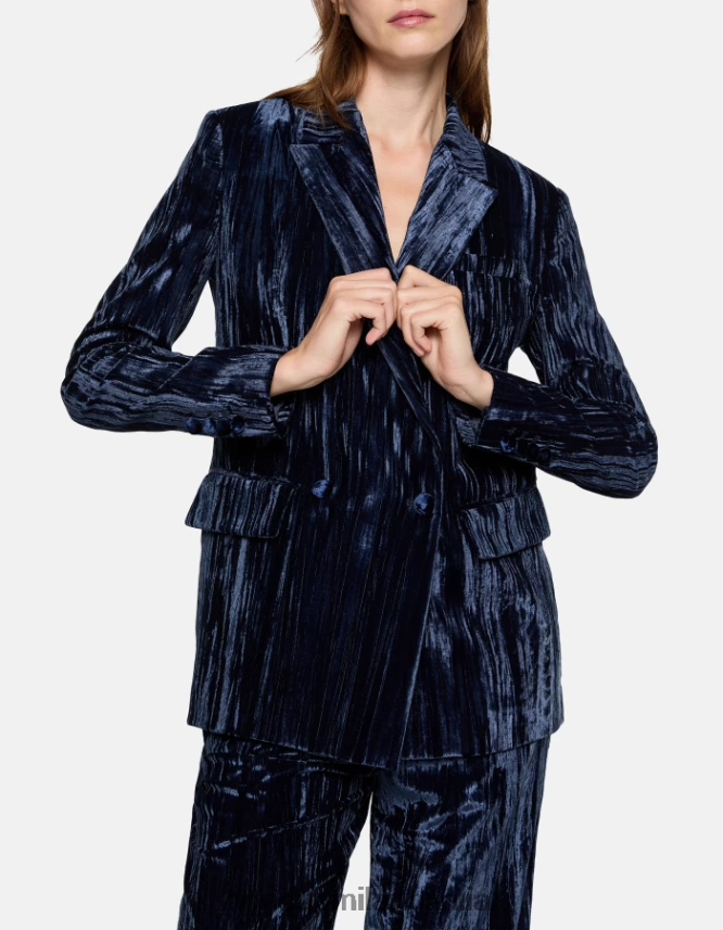 DONDUP mujer blazer de terciopelo con doble botonadura vestir Azul marino AZX2Z0385