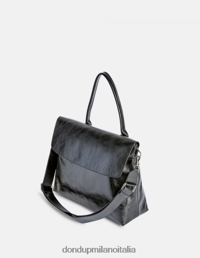 DONDUP mujer bolso de cuero brillante accesorios negro AZX2Z0484