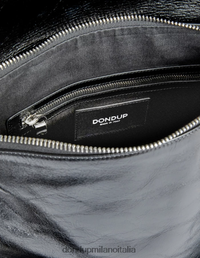 DONDUP mujer bolso de cuero brillante accesorios negro AZX2Z0484