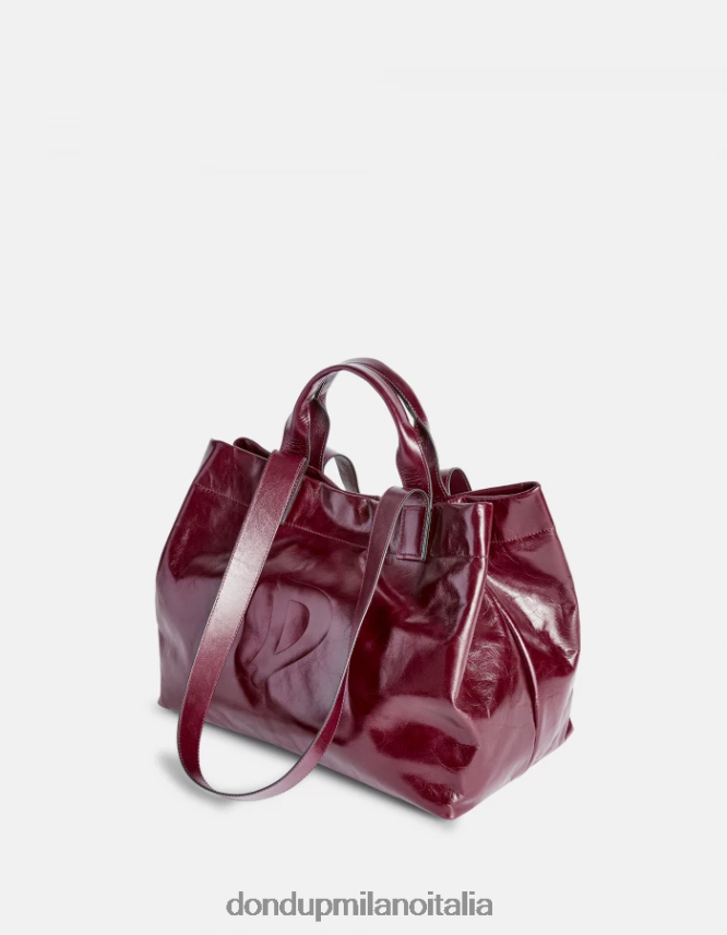 DONDUP mujer bolso shopper de cuero brillante accesorios prugna AZX2Z0494