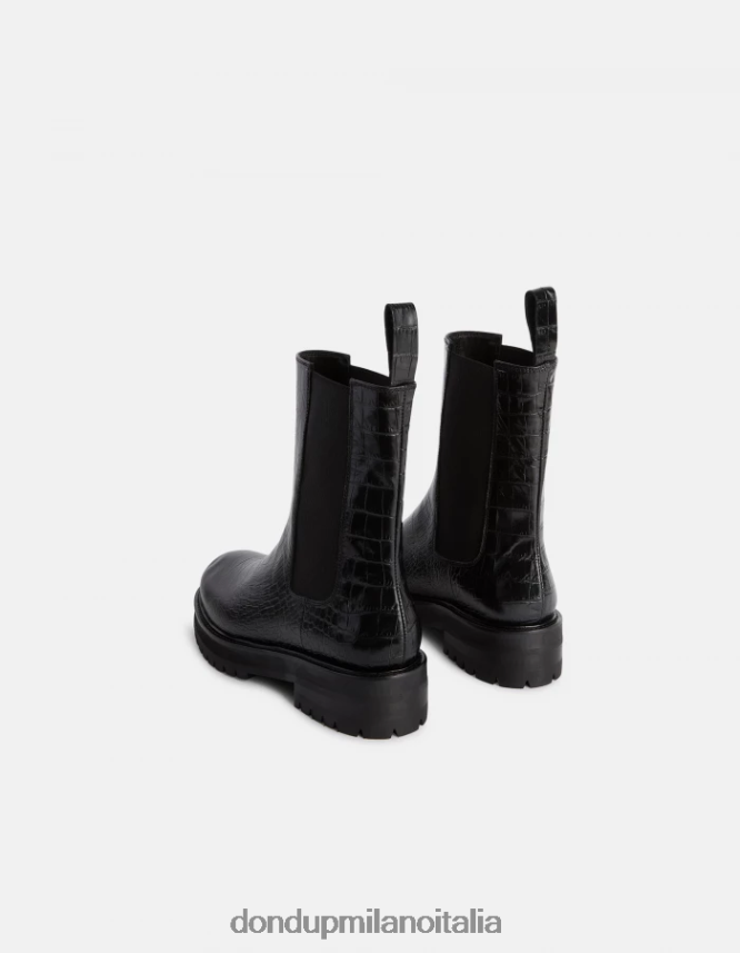 DONDUP mujer botas beatle de piel efecto cocodrilo calzado negro AZX2Z0460