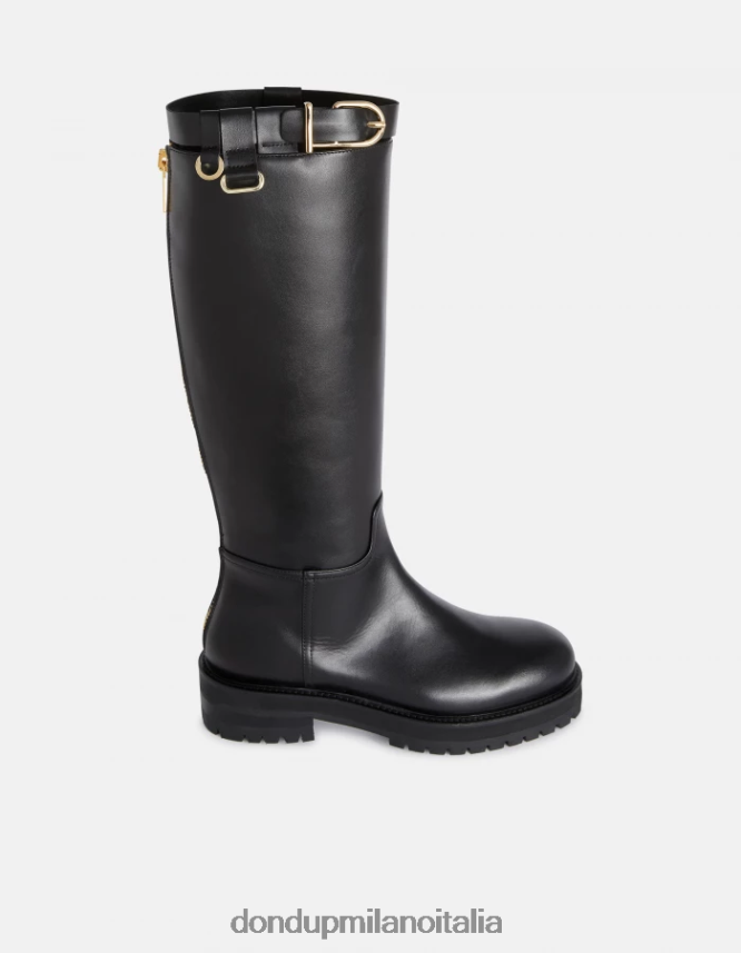 DONDUP mujer botas de piel de becerro napa calzado negro AZX2Z0456