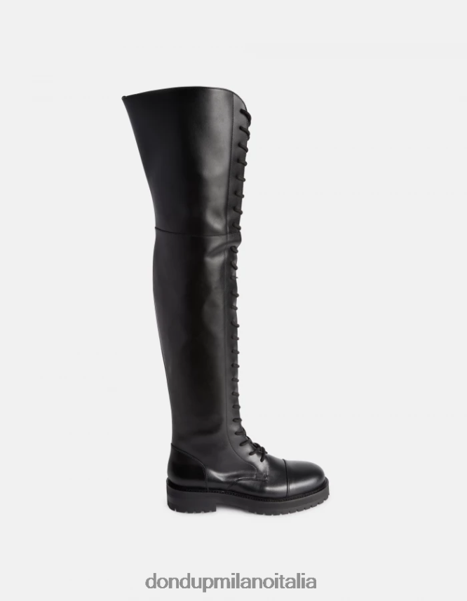 DONDUP mujer botas de piel de becerro napa calzado negro AZX2Z0458