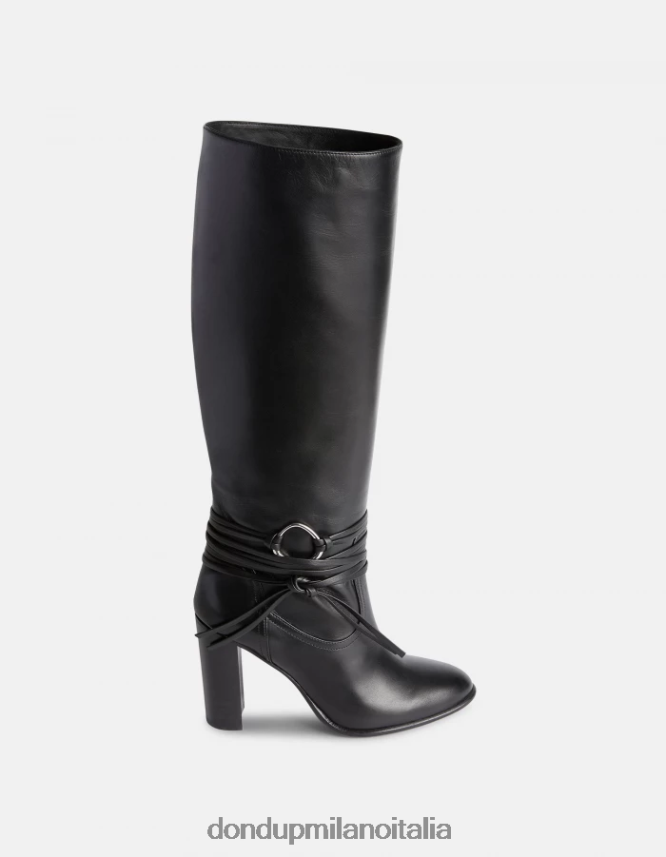 DONDUP mujer botas de piel de cordero calzado negro AZX2Z0506