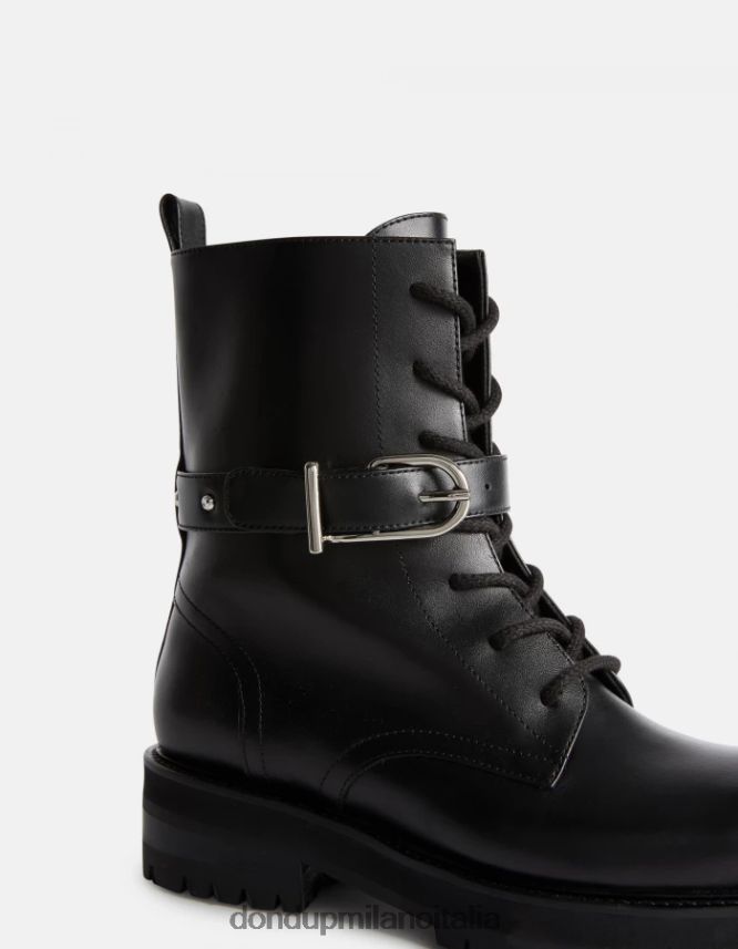 DONDUP mujer botas militares de piel de becerro napa calzado negro AZX2Z0455