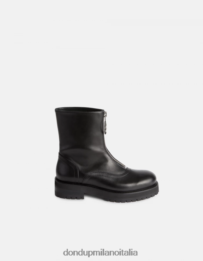 DONDUP mujer botas militares de piel de becerro napa calzado negro AZX2Z0463