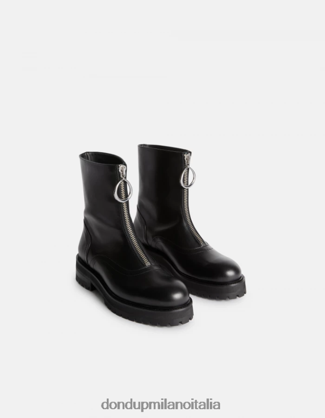 DONDUP mujer botas militares de piel de becerro napa calzado negro AZX2Z0463