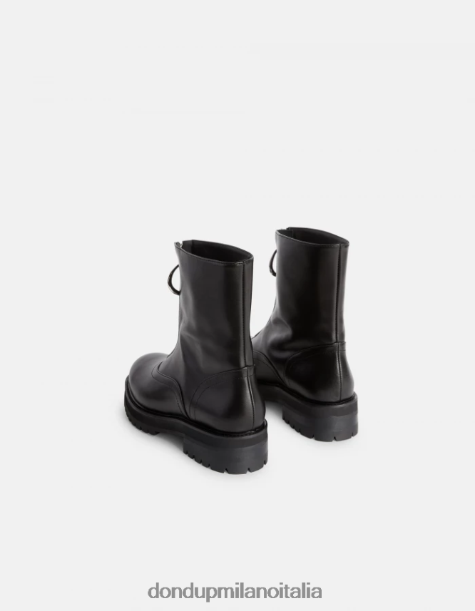 DONDUP mujer botas militares de piel de becerro napa calzado negro AZX2Z0463