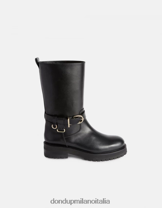 DONDUP mujer botas moteras de piel de becerro napa calzado negro AZX2Z0454