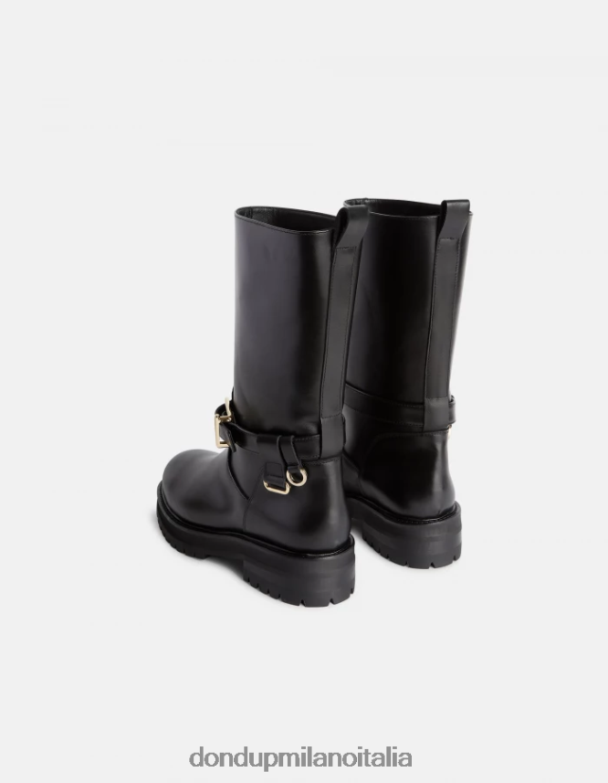 DONDUP mujer botas moteras de piel de becerro napa calzado negro AZX2Z0454