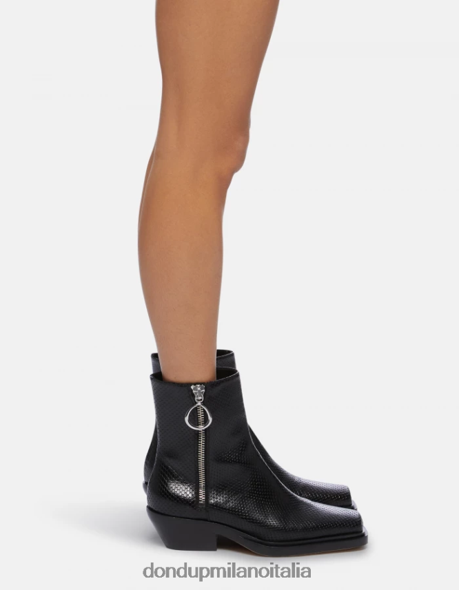 DONDUP mujer botas vaqueras de piel con efecto estampado de pitón calzado negro AZX2Z0461