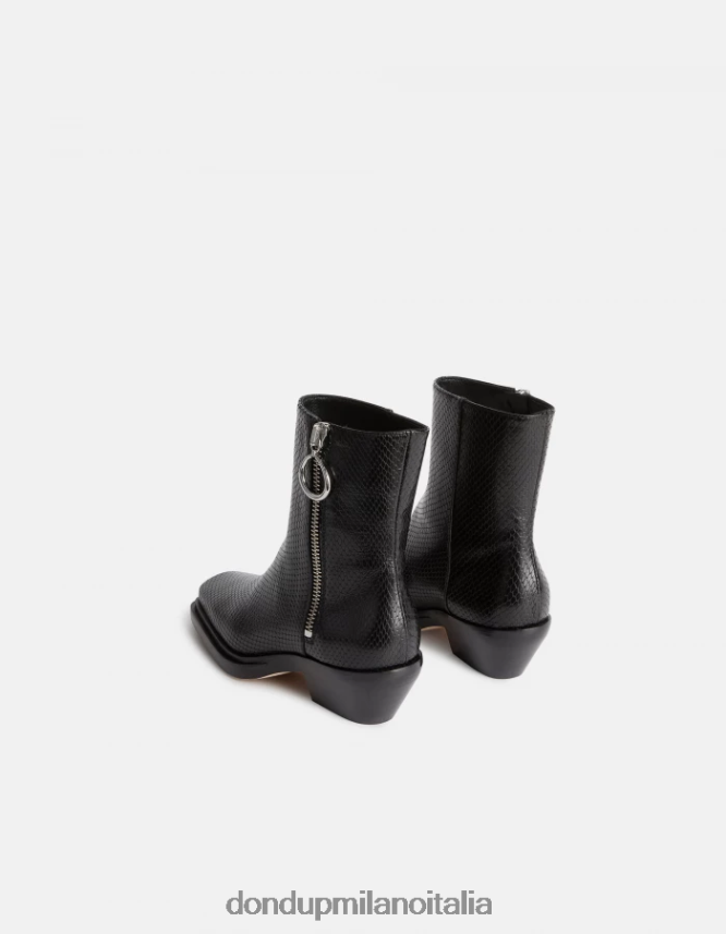 DONDUP mujer botas vaqueras de piel con efecto estampado de pitón calzado negro AZX2Z0461