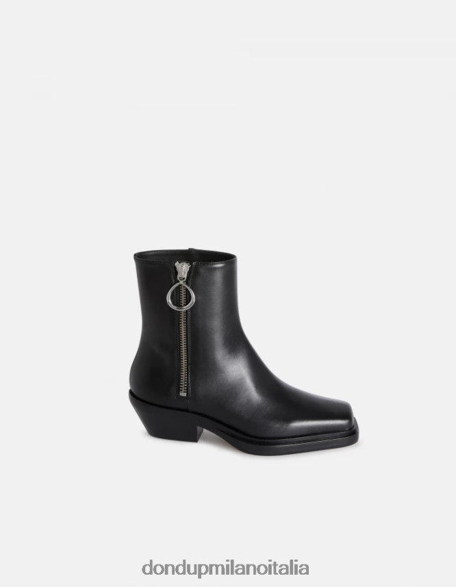 DONDUP mujer botas vaqueras de piel de becerro napa calzado negro AZX2Z0462