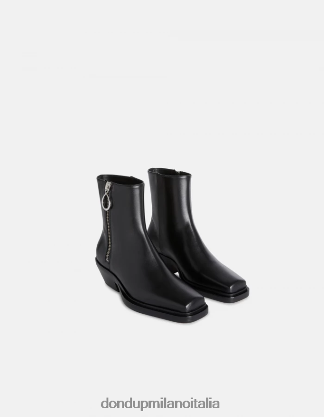 DONDUP mujer botas vaqueras de piel de becerro napa calzado negro AZX2Z0462