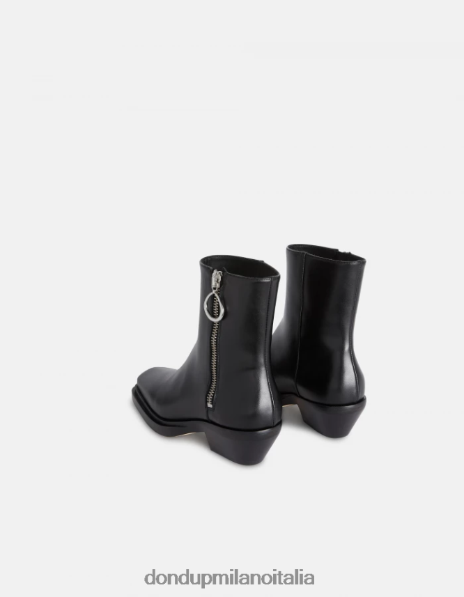 DONDUP mujer botas vaqueras de piel de becerro napa calzado negro AZX2Z0462