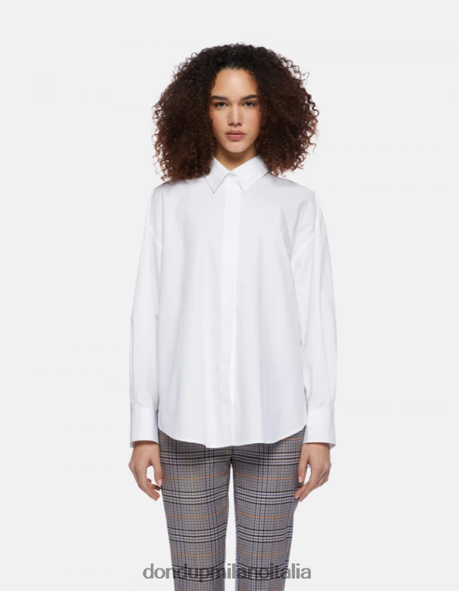 DONDUP mujer camisa de popelina oversize vestir blanco AZX2Z0243