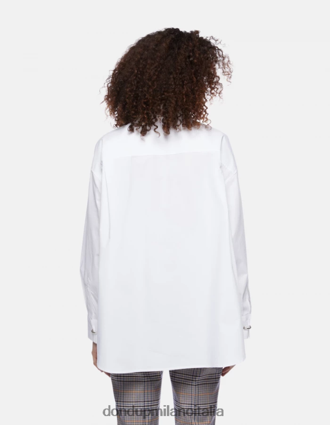 DONDUP mujer camisa de popelina oversize vestir blanco AZX2Z0243