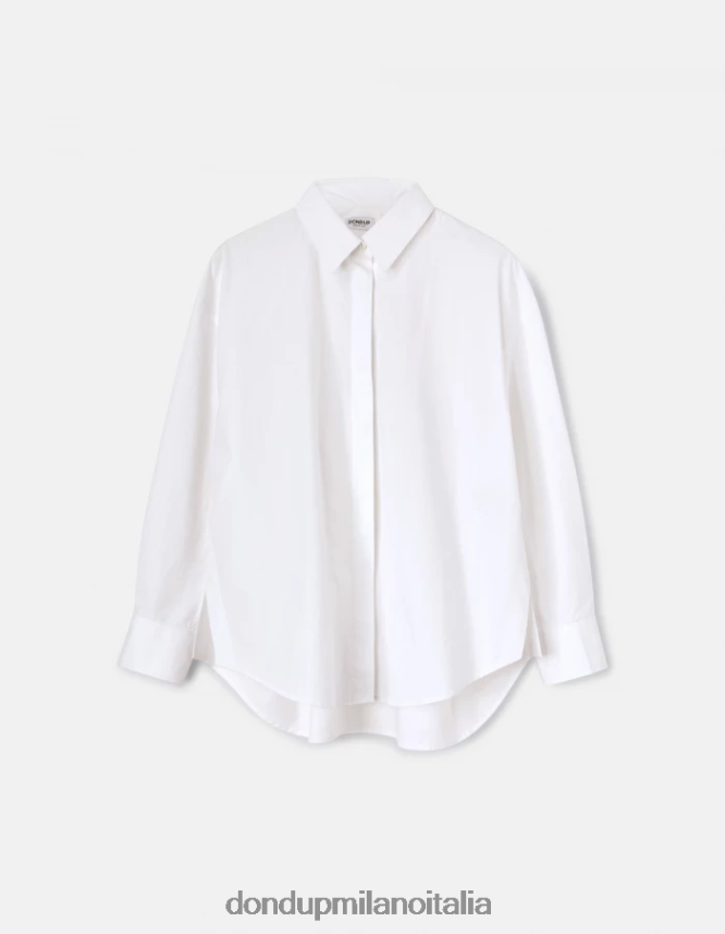 DONDUP mujer camisa de popelina oversize vestir blanco AZX2Z0243