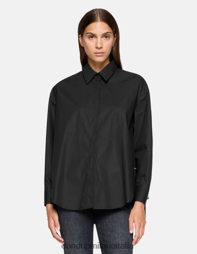 DONDUP mujer camisa de popelina oversize vestir negro AZX2Z0242