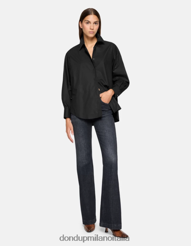 DONDUP mujer camisa de popelina oversize vestir negro AZX2Z0242