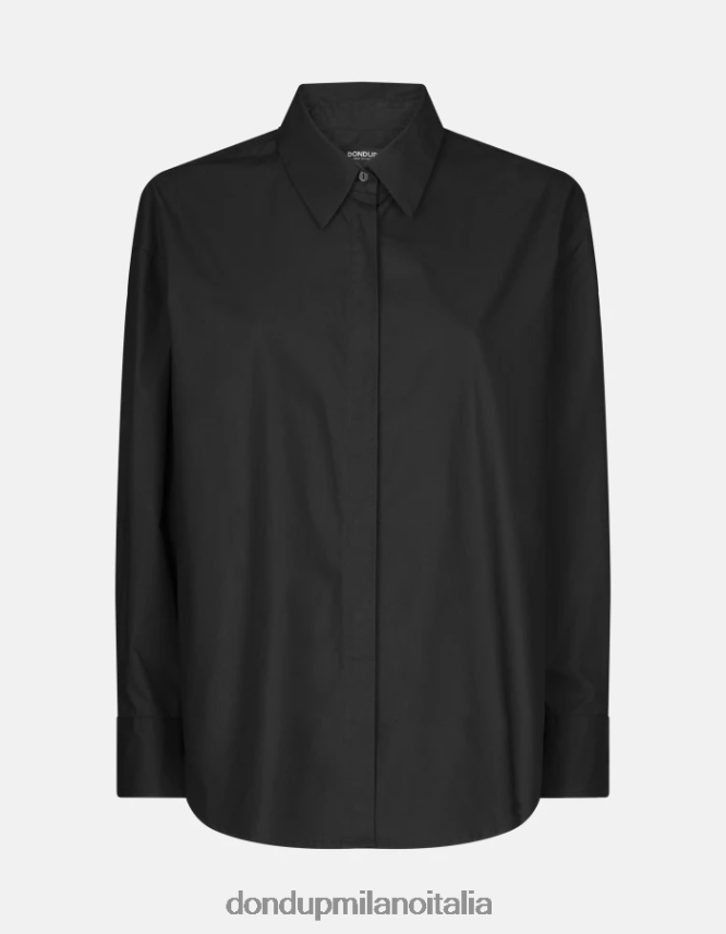 DONDUP mujer camisa de popelina oversize vestir negro AZX2Z0242