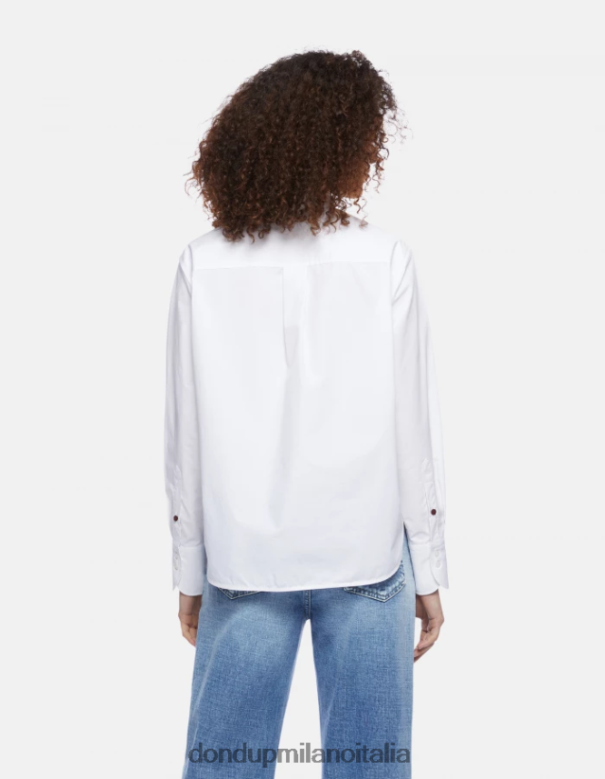 DONDUP mujer camisa de popelina regular fit vestir blanco AZX2Z0259