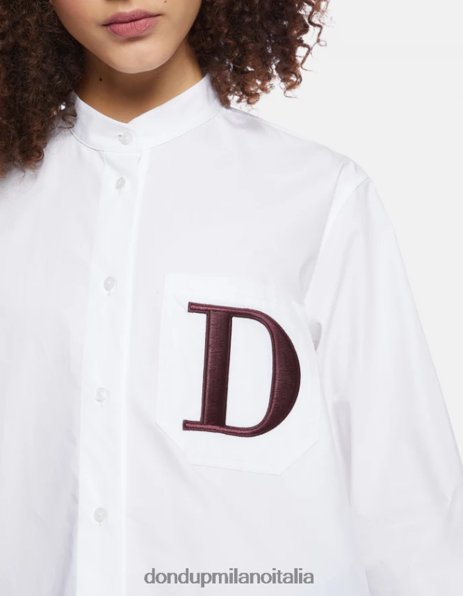 DONDUP mujer camisa de popelina regular fit vestir blanco AZX2Z0259