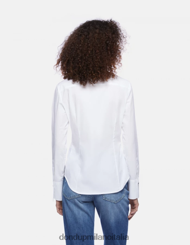 DONDUP mujer camisa de popelina slim vestir blanco AZX2Z0245