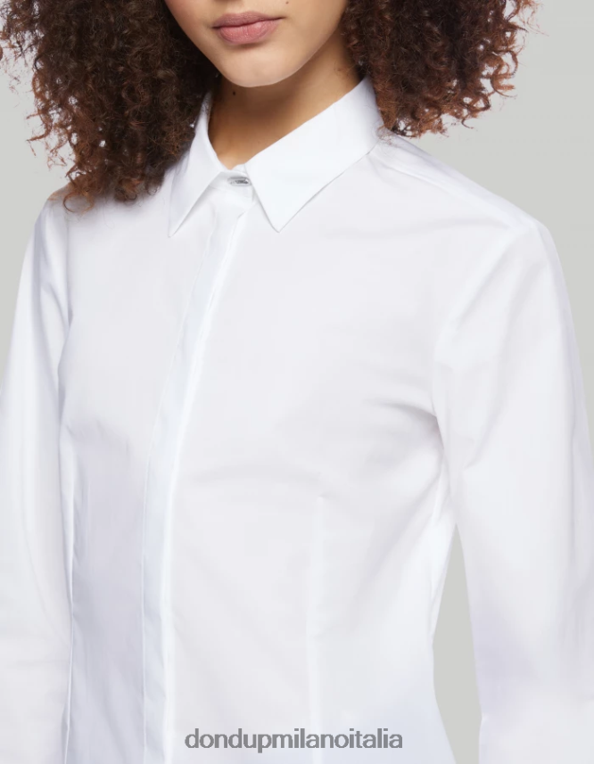 DONDUP mujer camisa de popelina slim vestir blanco AZX2Z0245