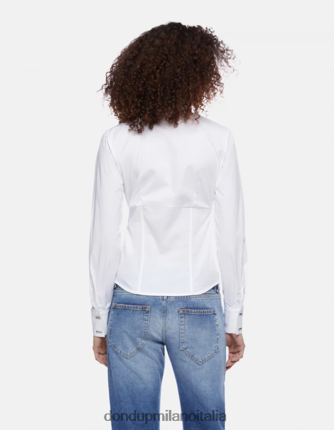 DONDUP mujer camisa de popelina slim vestir blanco AZX2Z0249