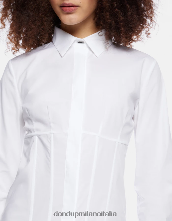 DONDUP mujer camisa de popelina slim vestir blanco AZX2Z0249