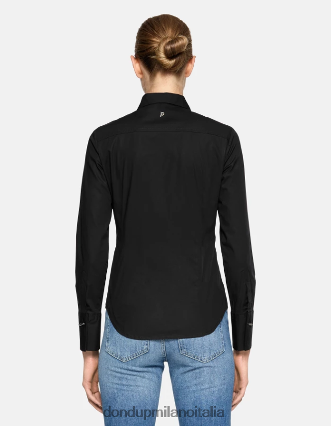 DONDUP mujer camisa de popelina slim vestir negro AZX2Z0244