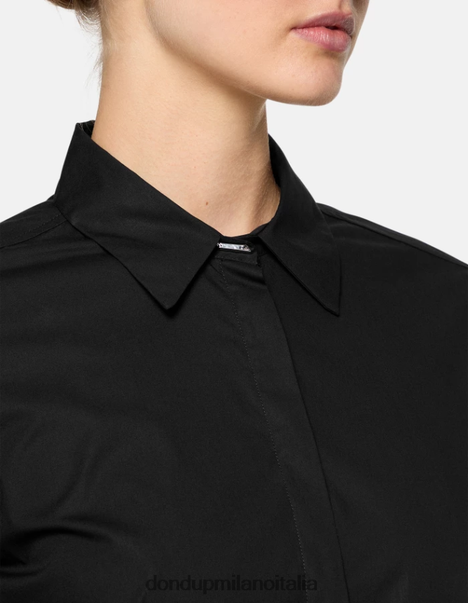 DONDUP mujer camisa de popelina slim vestir negro AZX2Z0244